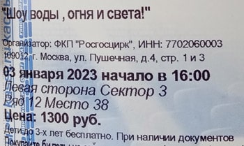 Билет в цирк г. Новокузнецк